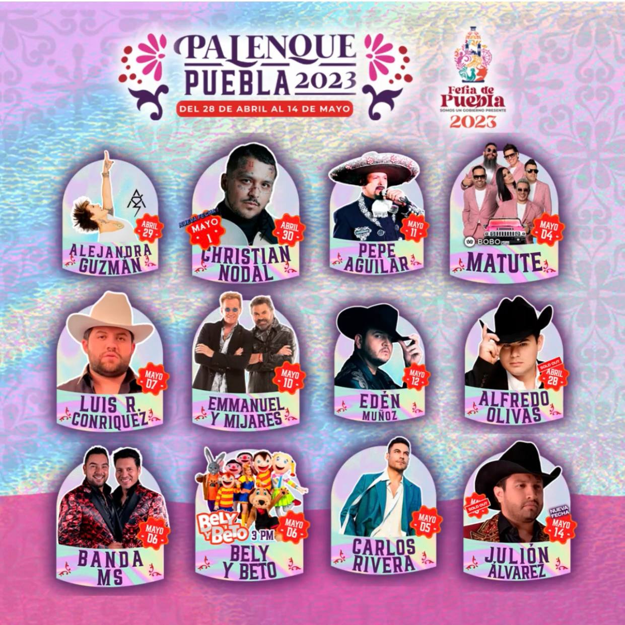 Artistas y precios del Palenque de la Feria de Puebla
